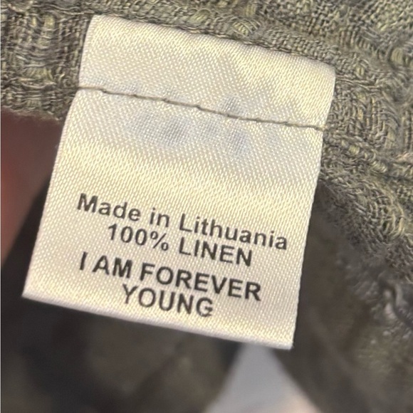 Flax Gray Textured Tunic Dress Medium Button Front Tie Waist Lagenlook - Picture 6 of 6